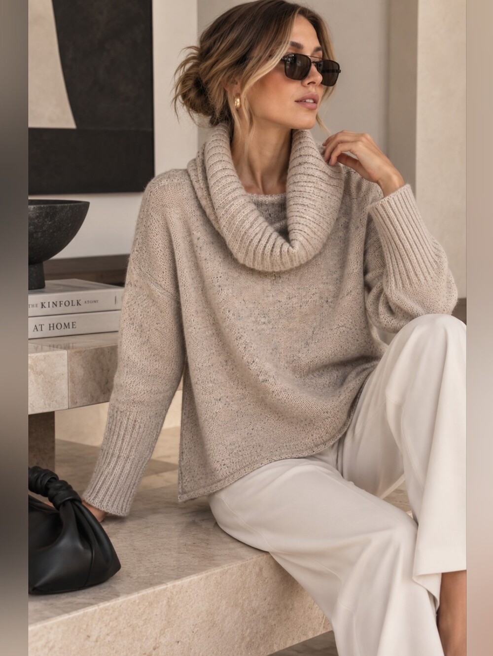 REBECCA MINKOFF New EXTRA FINE MERINO WOOL ALPACA Cowl Nk ERID Sweater SMALL